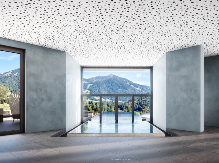 Infinity Pool - Schwimmen mit Bergblick im Allgäuer Biohotel