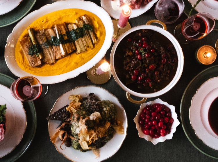 Veganes Weihnachtsmenue mit Spinatknödeln Veganes Weihnachtsmenue mit Spinatknödeln